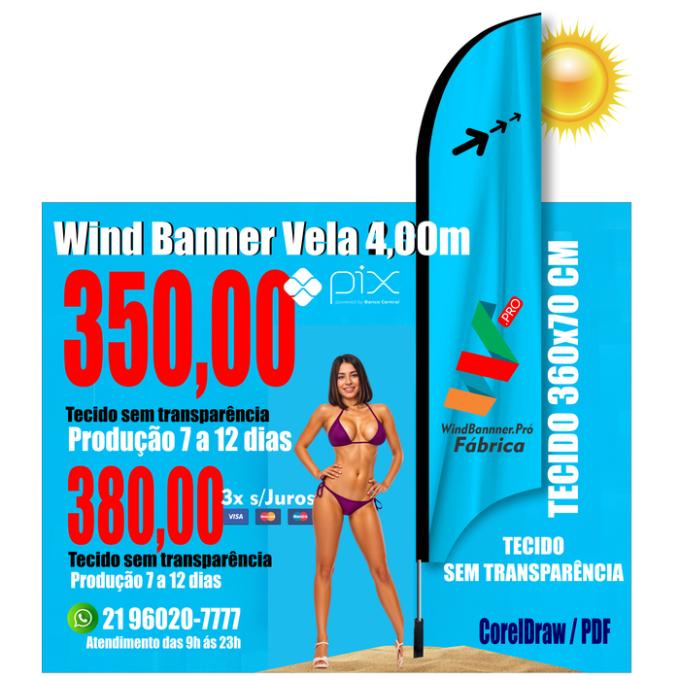 Wind Banners 24hs | 7 dias | 12 dias | Tamanho 4.00m Completo
