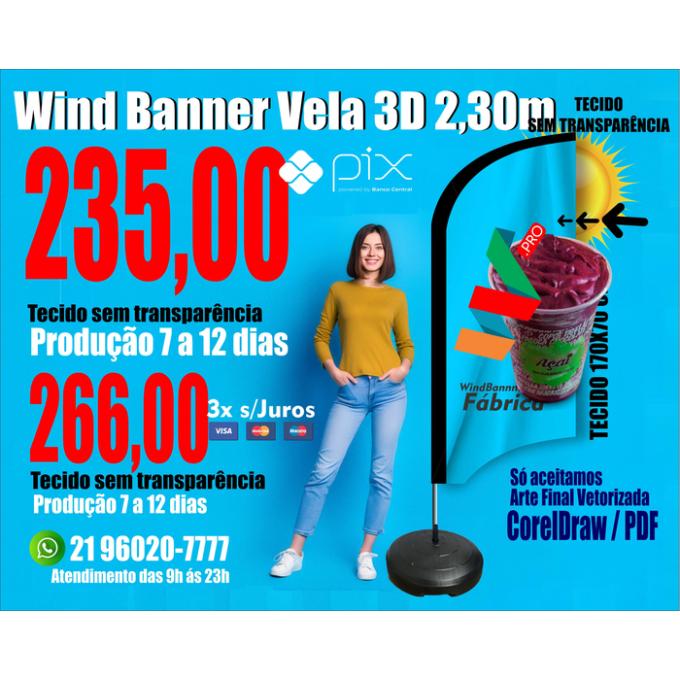 Wind Banners 3D 24hs | 7 dias | 12 dias | Tamanho 2.30m Completo