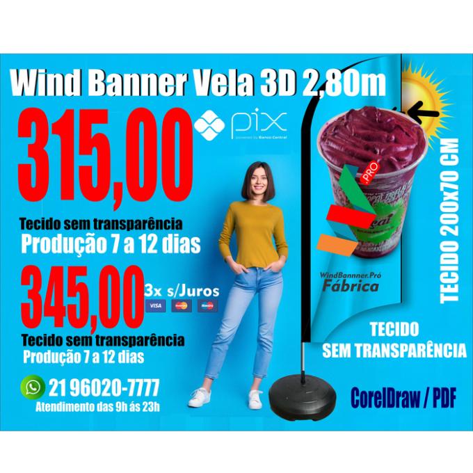 Wind Banners 3D - 24hs | 7 dias | 12 dias | Tamanho 2.80m Completo