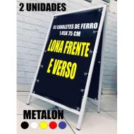 02 Cavaletes Publicitário com Lona 145x75cm Frente e Verso
