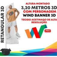 WIND BANNER RETANGULAR 3D  3,20 METROS COMPLETO COM PERSONAGEM