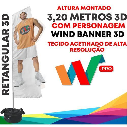 WIND BANNER RETANGULAR 3D  3,20 METROS COMPLETO COM PERSONAGEM