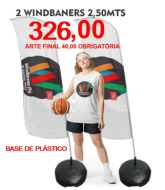2 WIND BANNER 2,50 MTS  326 + 40  VETORIZAÇÃO DA SUA ARTE