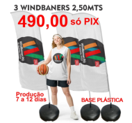 3 WIND BANNER 2,50 MTS 490,00 + 40 DA VETORIZAÇÁO DA SUA ARTE