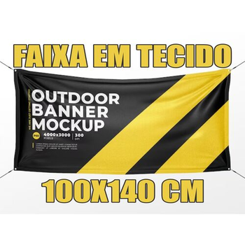 Faixa em Tecido 140x100cm frente com Tubos de Alumínio nas Laterais