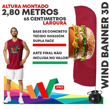 WIND BANNER 3D  2,80 METROS COMPLETO TIPO RETANGULO