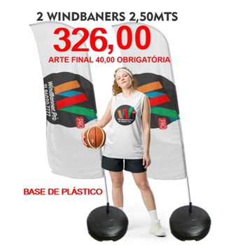 2 WIND BANNER 2,50 MTS  326 + 40  VETORIZAÇÃO DA SUA ARTE