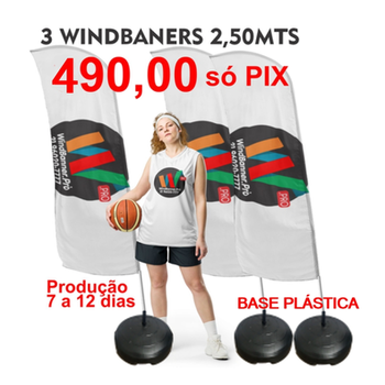 3 WIND BANNER 2,50 MTS 490,00 + 40 DA VETORIZAÇÁO DA SUA ARTE