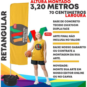 WIND BANNER 3,20 METROS COMPLETO RETANGULAR
