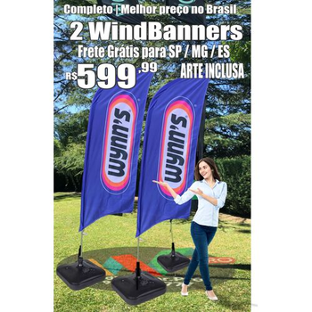 2 WindBanners 3 Metros Completo | Frete Grátis SP/MG/ ES / SC