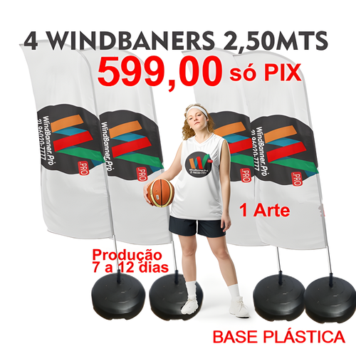 4 WIND BANNER 2,50 MTS 599 + 40,00  DA VETORIZAÇÃO DA SUA ARTE