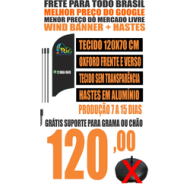 Wind Banner RJ  | Tecido + Hastes Grátis Suporte para Chão ou Grama (Tecido 150x70) Não acompanha Base