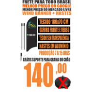 Wind Banner RJ  | Tecido + Hastes Grátis Suporte para Chão ou Grama (Tecido 180x70) Não Acompanha Base