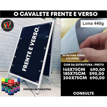 Cavalete Publicitário com Lona 145x75cm Frente e Verso