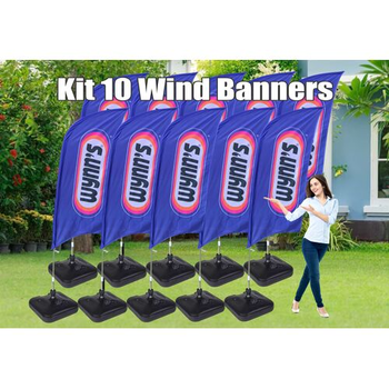 KIT C/ 10 WIND BANNERS COMPLETO