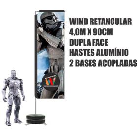 Wind Banner Retangular  4,0m x 90cm - Aluguel