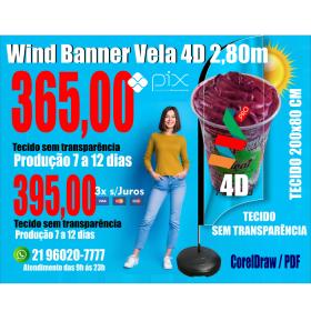 Wind Banners 4D - 24hs | 7 dias | 12 dias | Tamanho 2.80m Completo