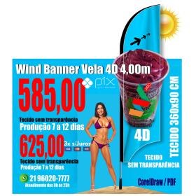 Wind Banners 4D - 24hs | 7 dias | 12 dias | Tamanho 4.00m Completo